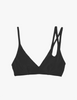 black bikini top with asymmetric crisscross straps by Araks