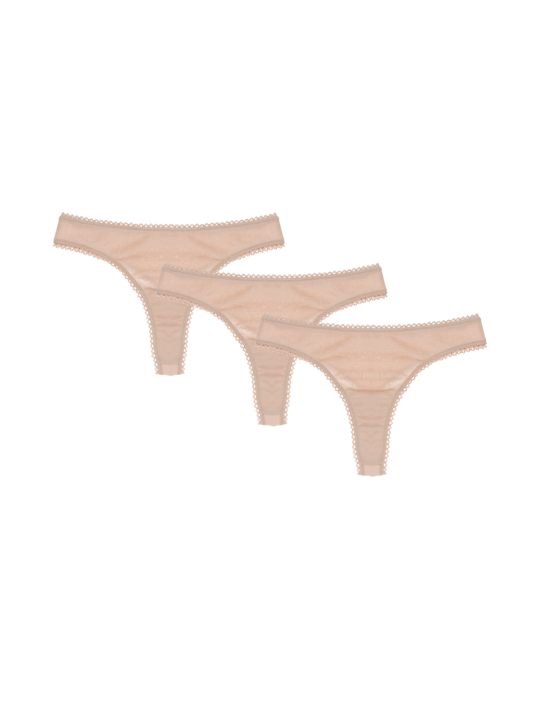 Flat of 3 nude thong