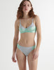 Front view of the woman wearing cloud blue cotton willow bra with saffi panty