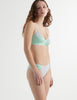 Side view of the model wearing cloud blue cotton willow bra with saffi panty