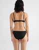 back view of woman in black cotton bra and panty\