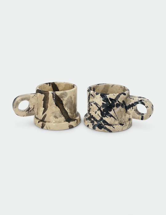 Black and White Splatter Cortado Mug by Peter Shire