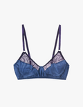 Product photo of purple and blue cotton and silk Willow bralette