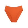 Orange high-waisted bikini bottom with high cut legs