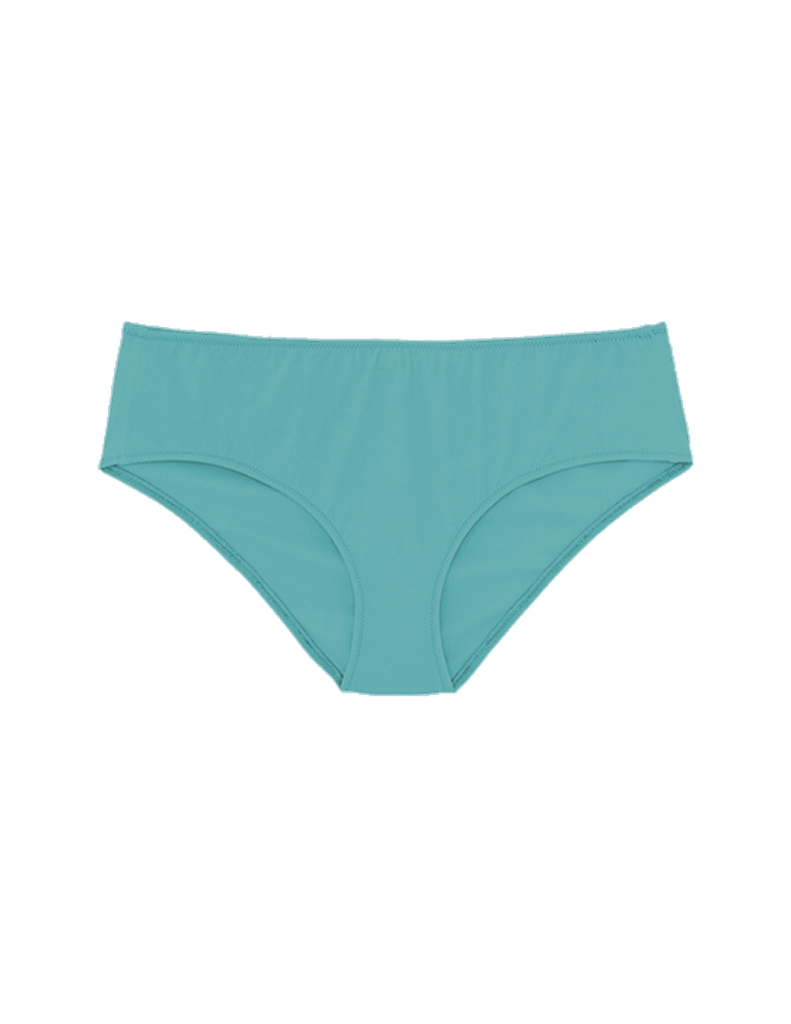 Flat image of blue hipster bikini bottoms