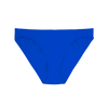 Royal blue low-rise swim bottoms.