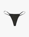 Black cotton crepe Y-thong