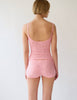 back view of pink lace tank and cami