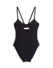 Flat image of black one piece swimsuit