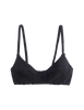 Flat image of black ribbed bikini top