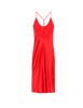 Bacview of A red silk ankle length slip.