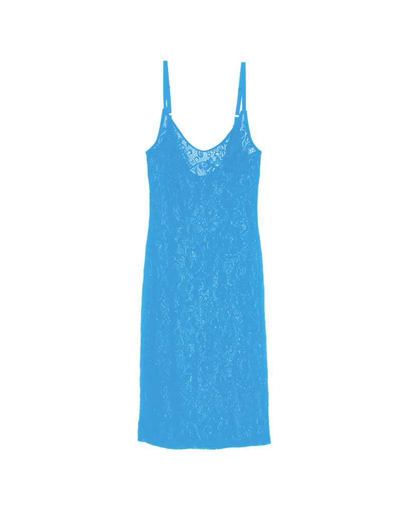 Flat image of lace blue slip 