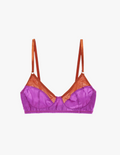 a brown cotton bra with purple silk insert by Araks