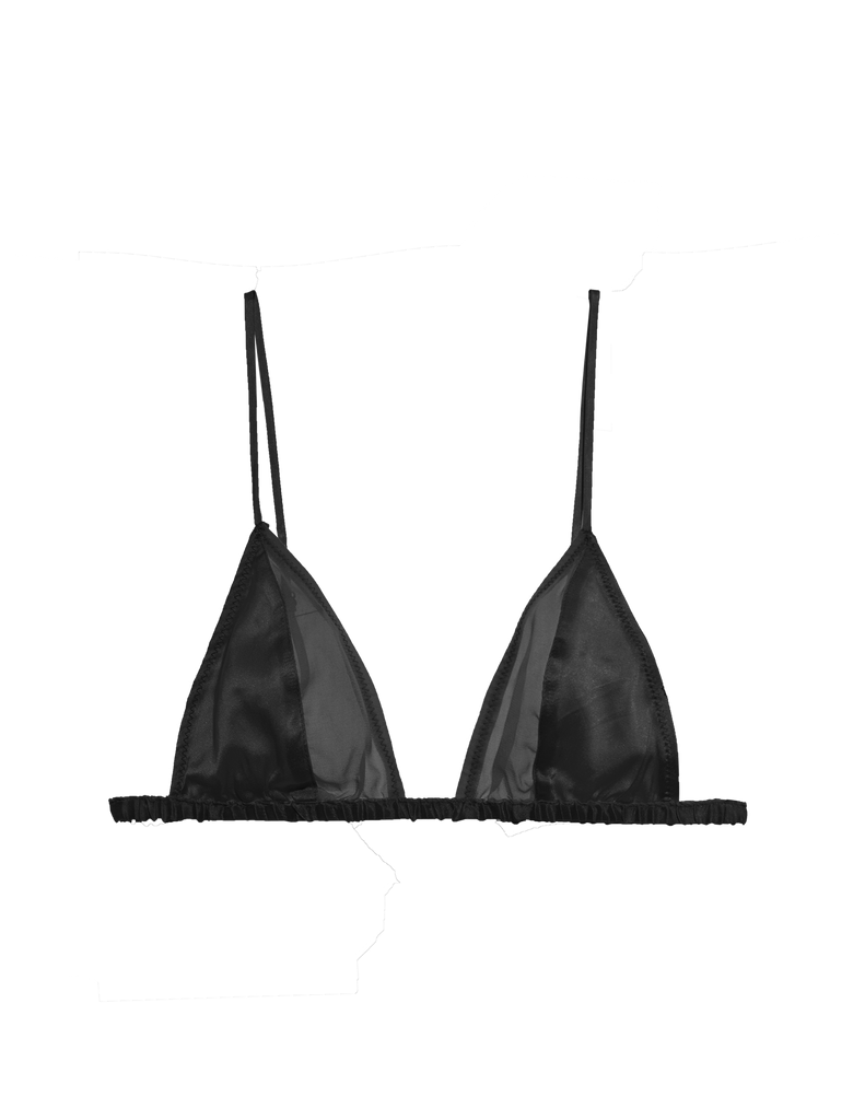 black silk charmeuse and chiffon triangle bra by Araks
