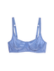 Flat of blue silk underwire bra