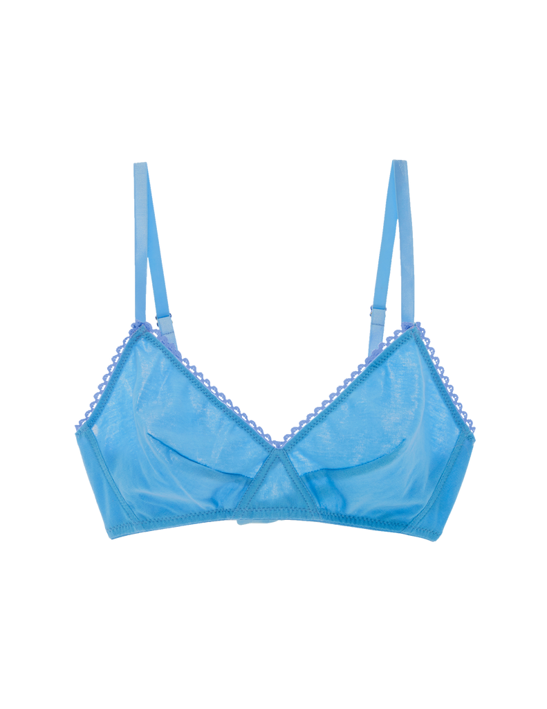 blue cotton bra with blue scallop trim by Araks