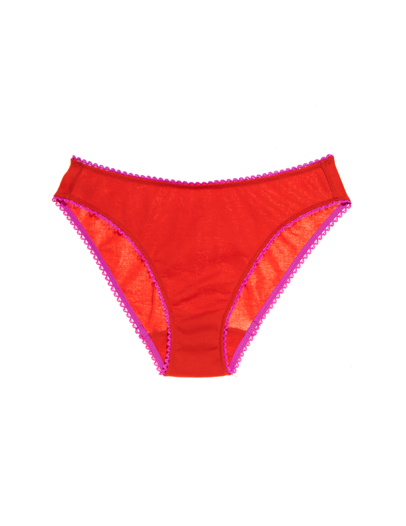red cotton panty with pink trim by Araks