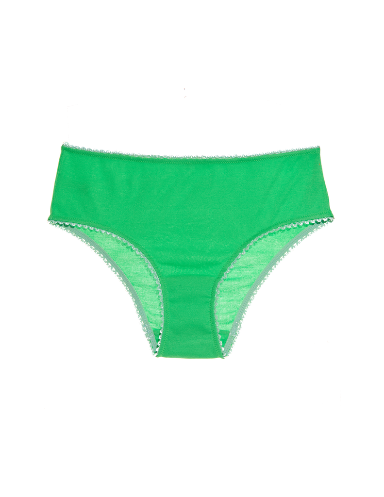 green cotton hipster panty with light green trim by Araks