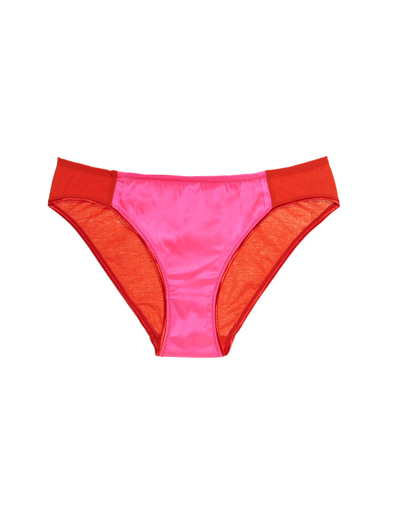 red cotton panty with pink silk insert by Araks