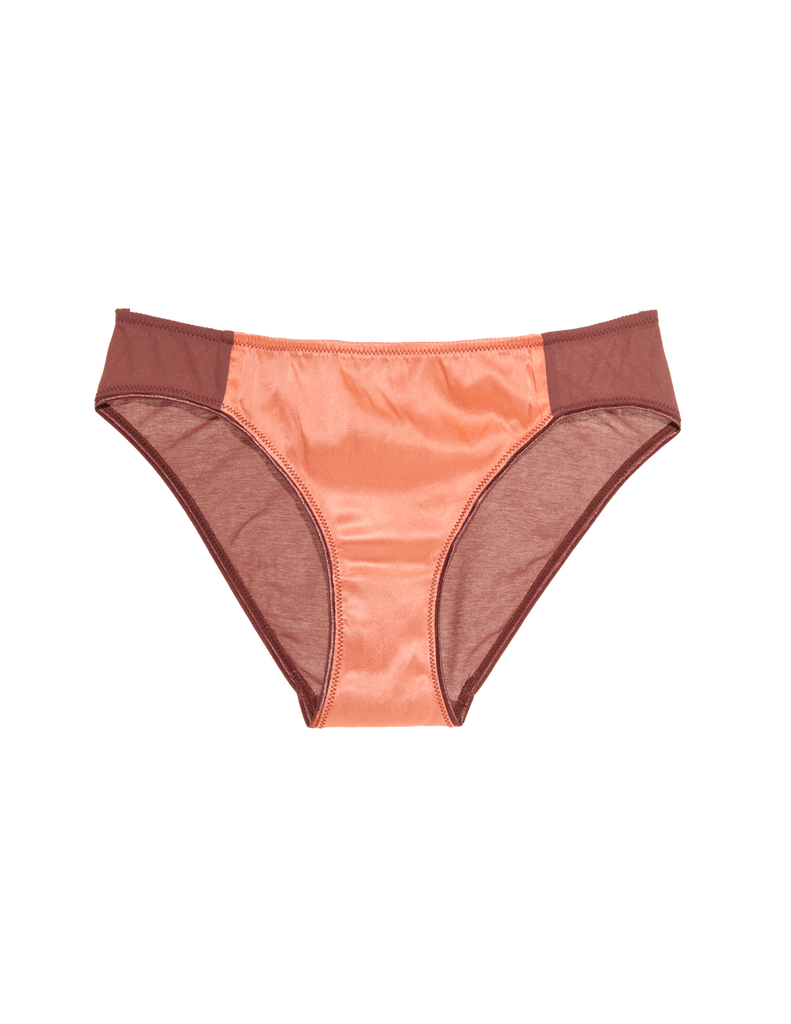 brown cotton panty with peach silk insert by Araks