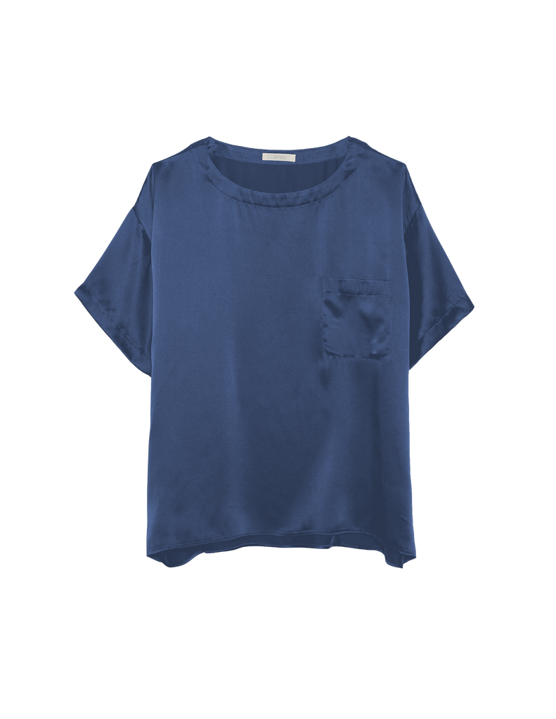 blue silk t shirt with pocket by ARaks