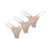 Bare cotton crepe Y-thong in set of three. 