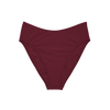 Red high-waisted bikini bottom with high cut legs
