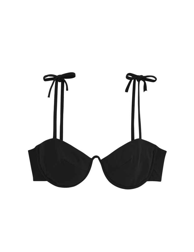 Black underwire bikini top with shoulder ties by Araks