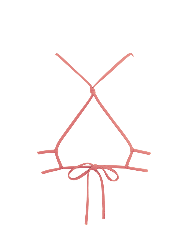 pink triangle bikini top with knotted back by Araks