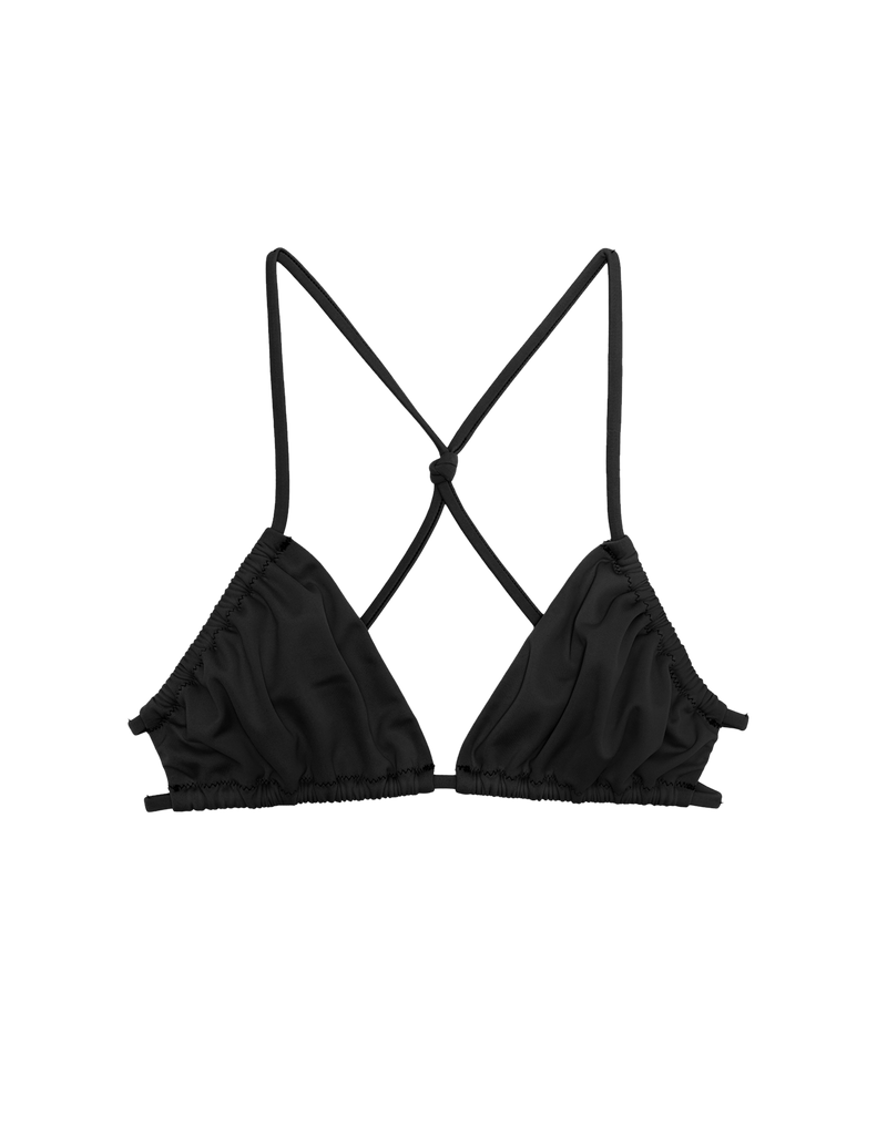 black string bikini top with knotted back by Araks