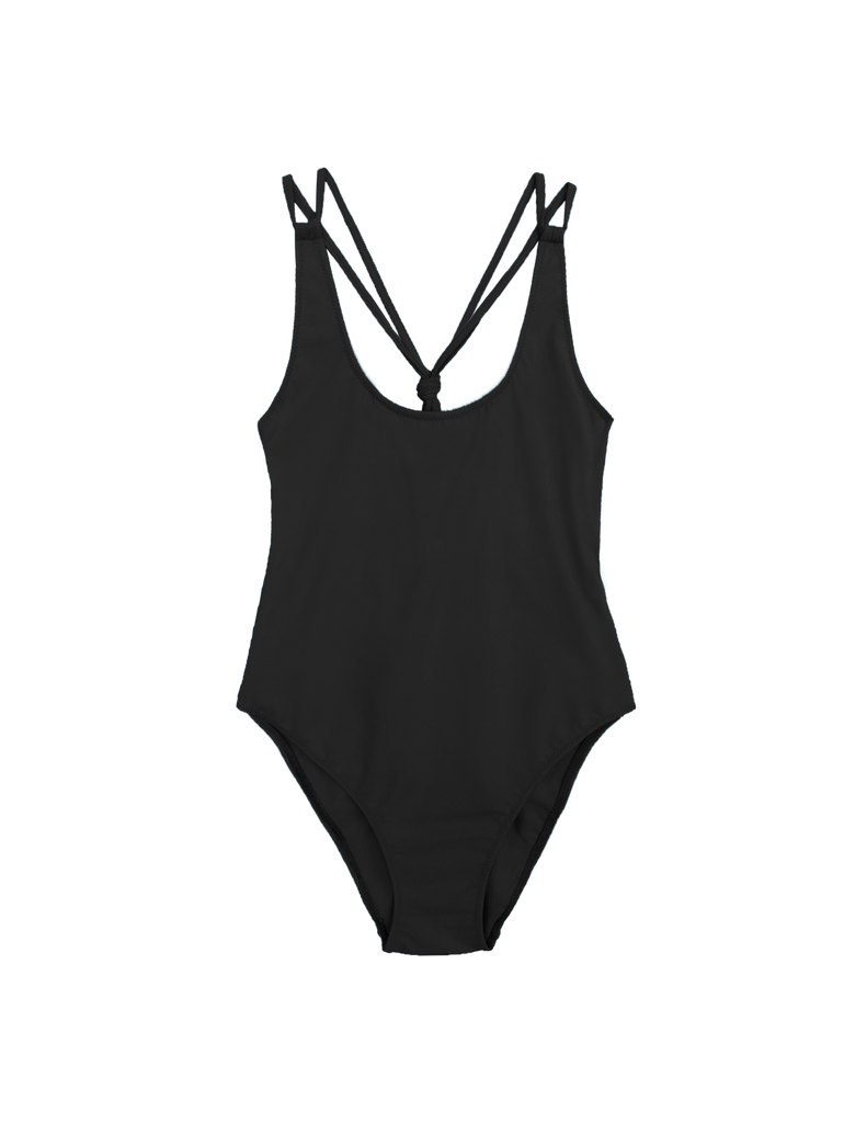 black one piece with knotted back