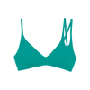Green bikini top with asymmetric crisscross strap