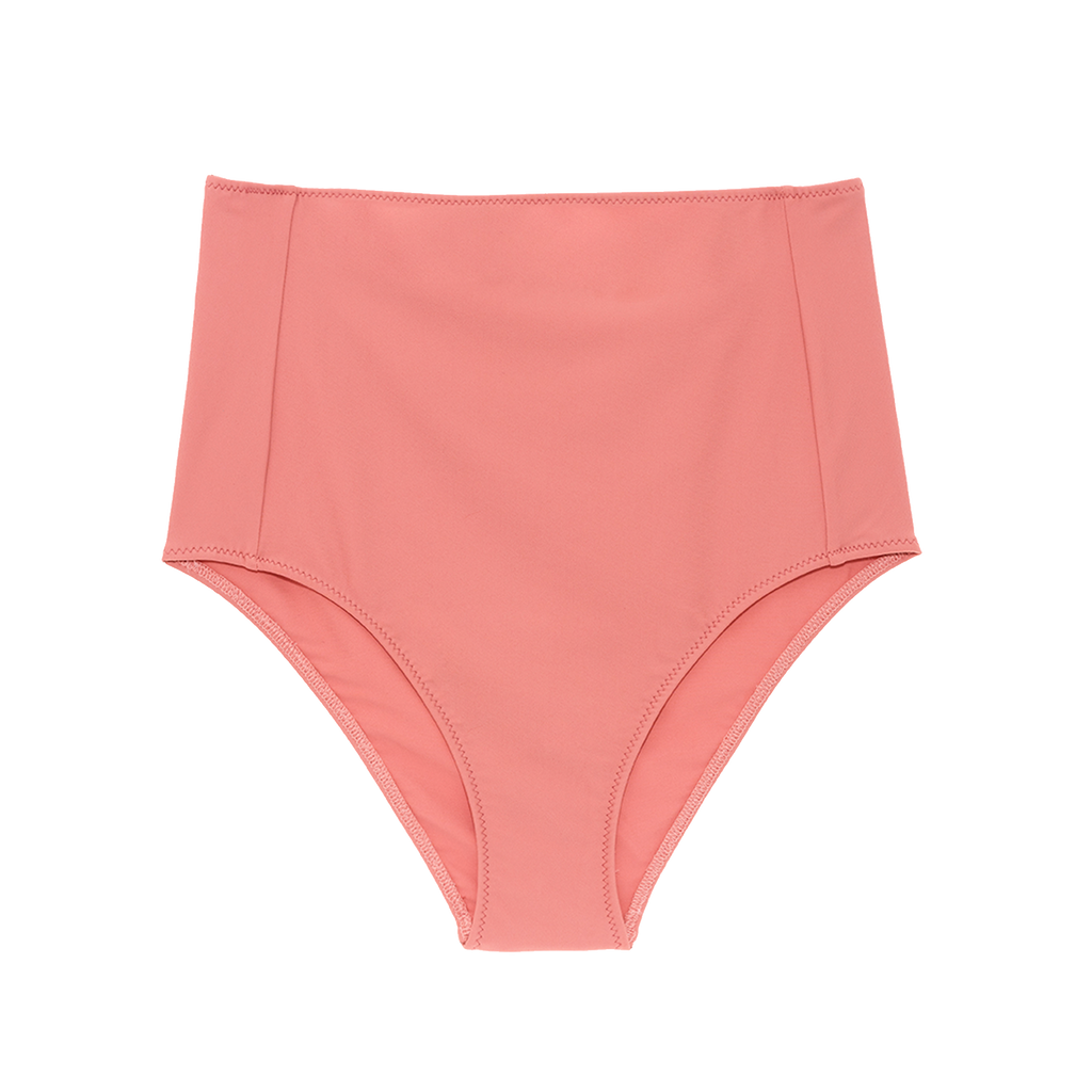 Pink high-waisted bikini bottom
