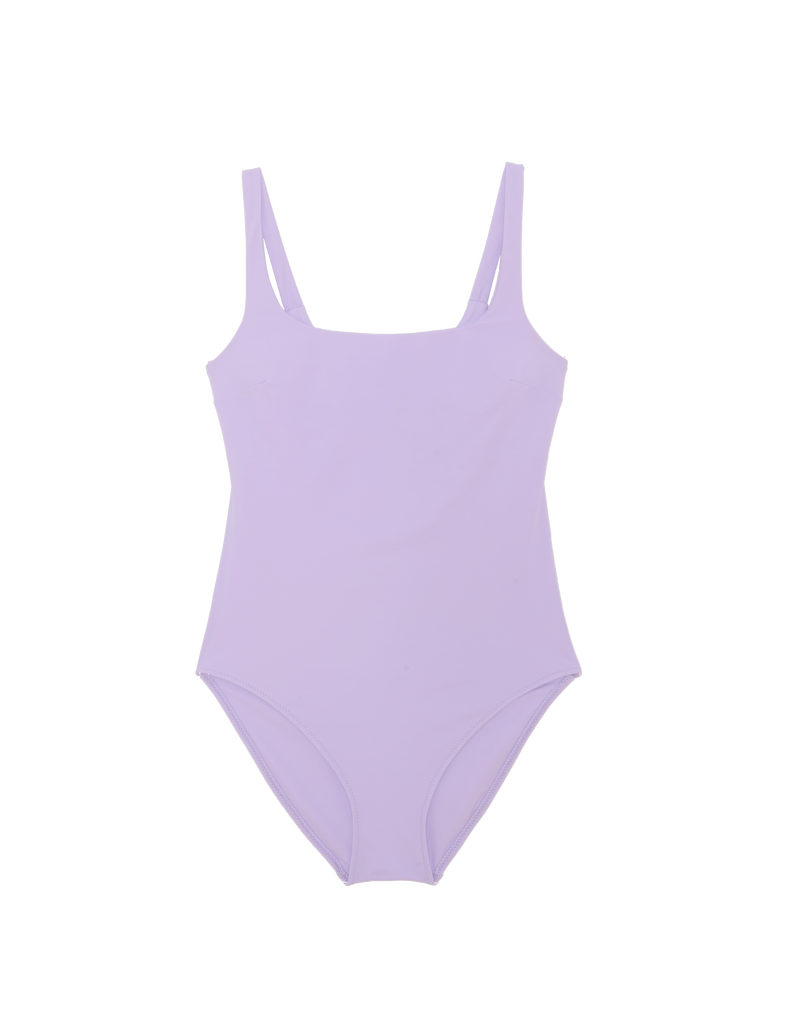 flat lay of purple one piece