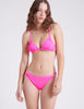 front view of woman wearing hot pink string bikini