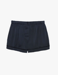 Navy silk boxer shorts with contrast piping 