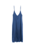  v neck blue silk slip with slit by Araks